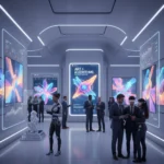 AI's Financial Impact on American Art 2026: Reshaping Creativity AI-generated art displayed in a modern gallery, with collectors assessing its financial value and impact.