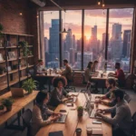 Digital Nomads US: Social Integration & Community Opportunities 2026 Diverse digital nomads collaborating in a modern US co-working space