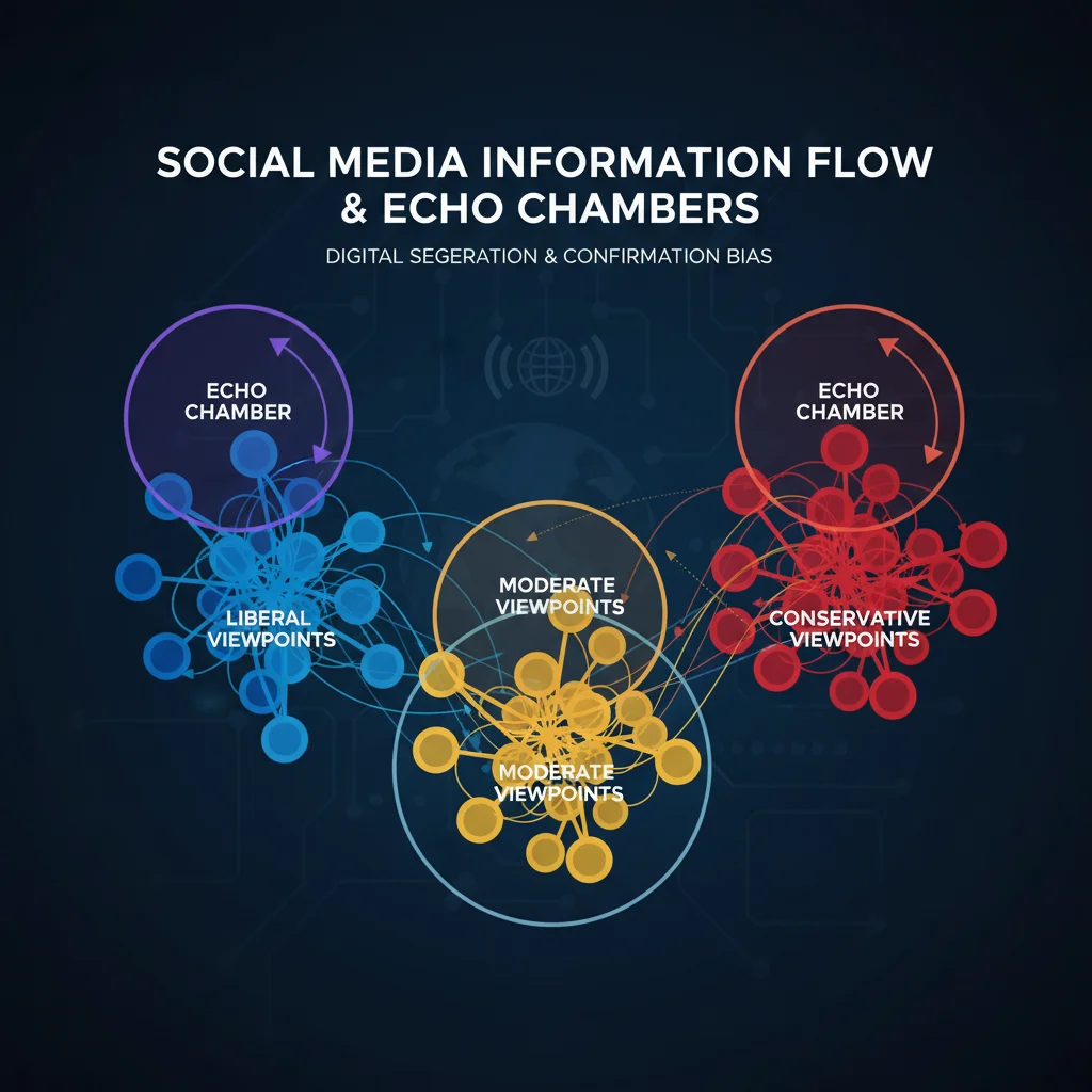 Data visualization showing echo chambers and information silos in social media political discourse.