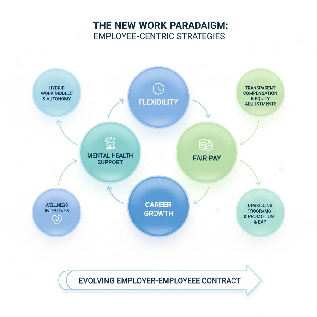 Infographic detailing evolving employee demands and company responses in 2026.
