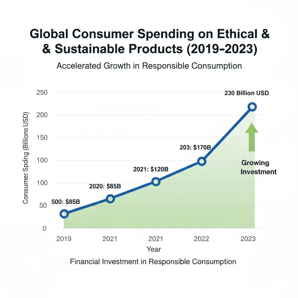 Upward trend graph of ethical consumer spending