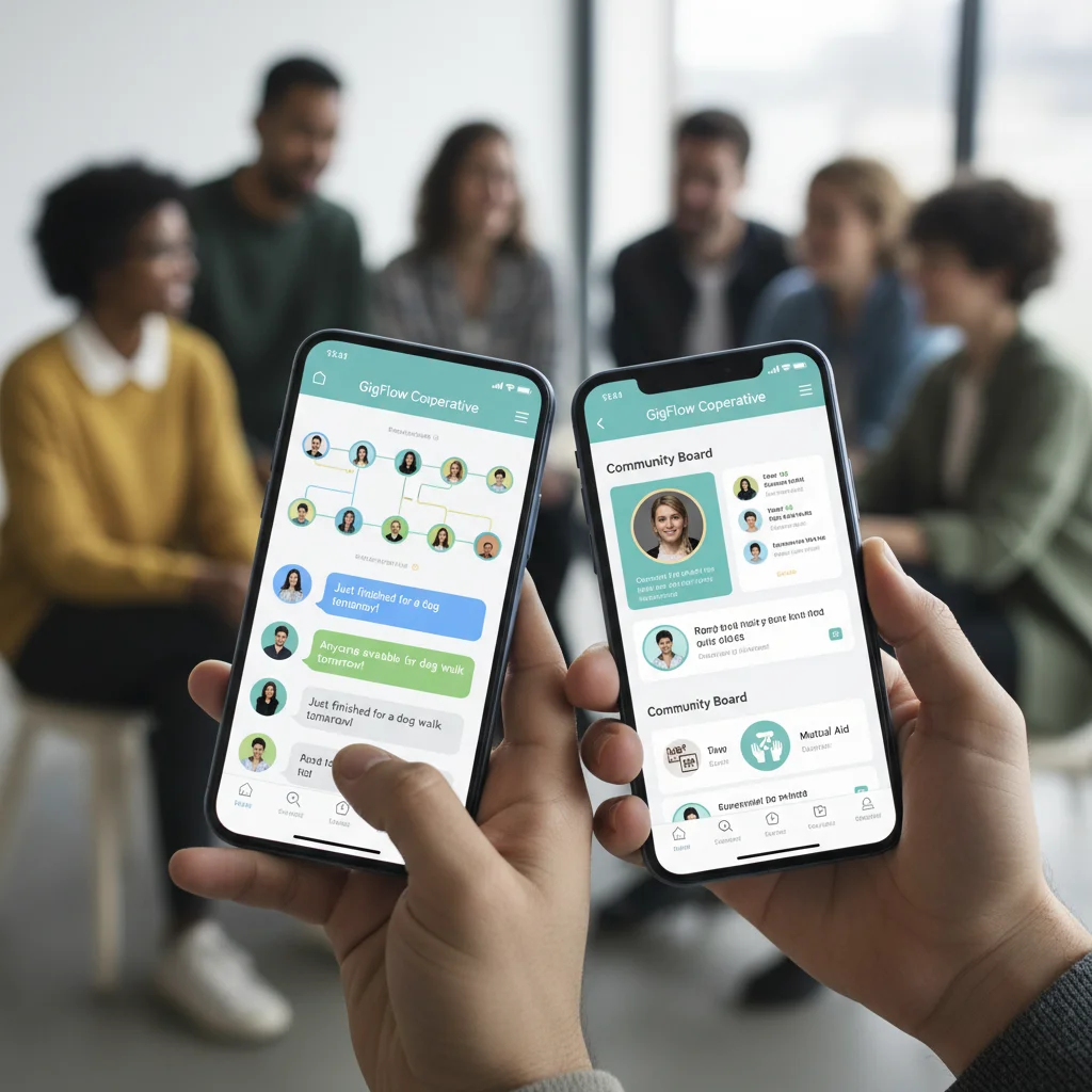 Mobile app for gig worker cooperative