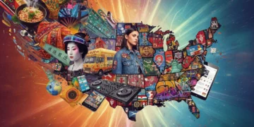 Diverse global cultures influencing US lifestyle collage