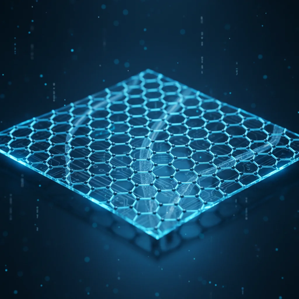 Magnified view of a graphene sheet's atomic structure