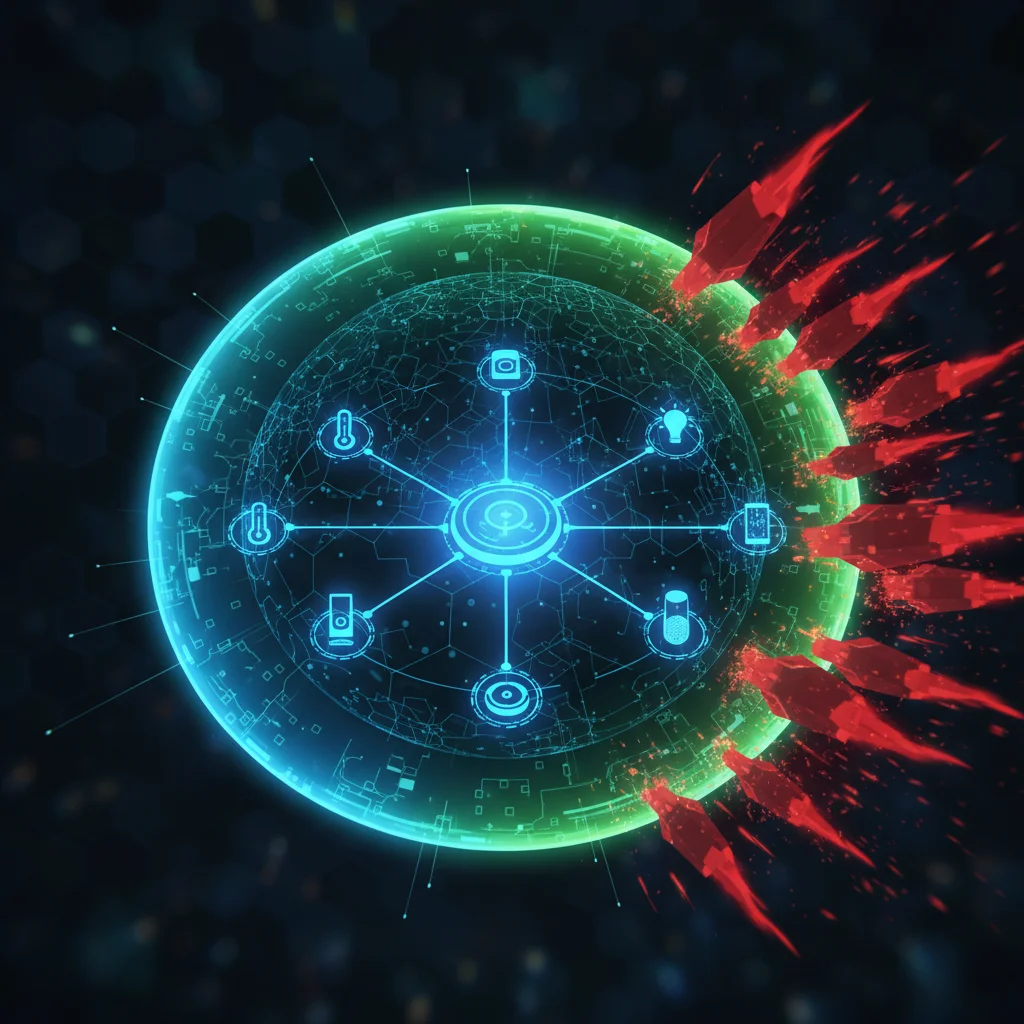 Interconnected smart home devices protected by a robust cybersecurity firewall