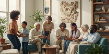 Diverse group representing modern family structures in a contemporary setting