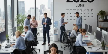 Disengaged office workers quietly performing minimum tasks in a modern workplace setting, representing quiet quitting in 2026.