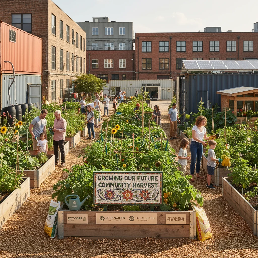 Urban community garden supported by corporate social responsibility initiatives