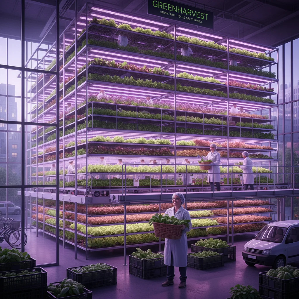 Urban vertical farm demonstrating sustainable food production