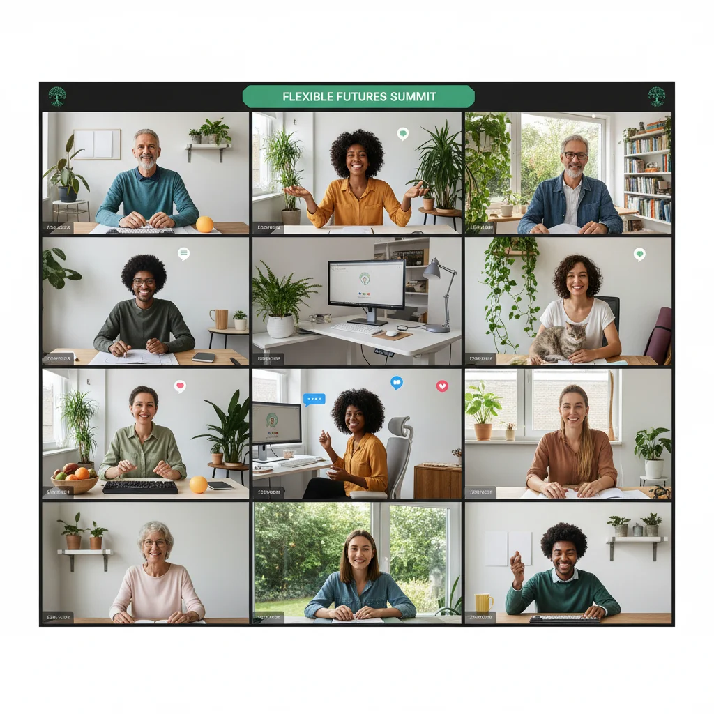Remote team collaborating effectively, emphasizing work-life balance and flexible work.