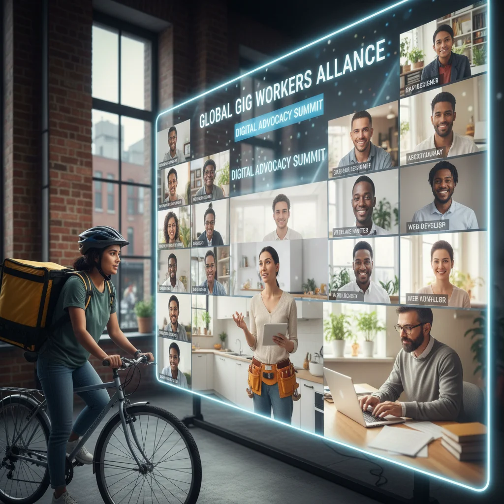 Virtual meeting of diverse gig workers