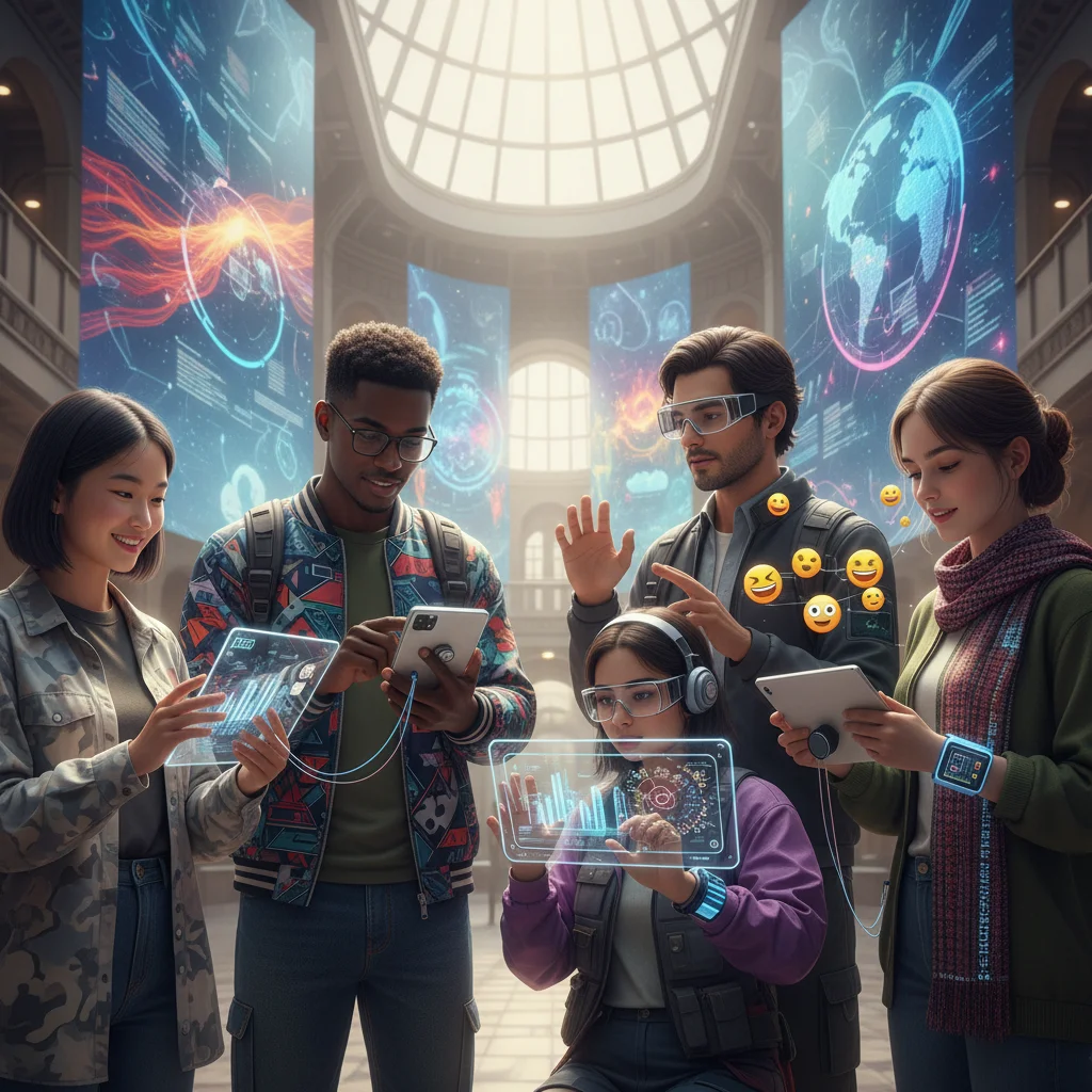 Youth engaging with global tech trends