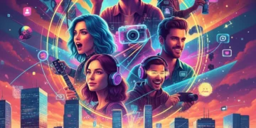 Diverse American creators connected digitally, symbolizing the future of the creator economy in 2026.