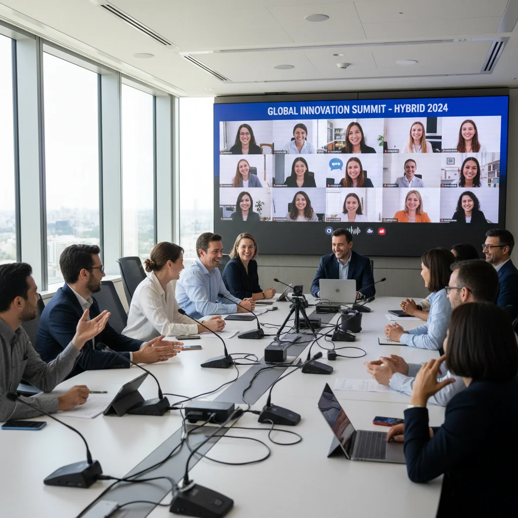 Hybrid social event combining virtual and in-person participants