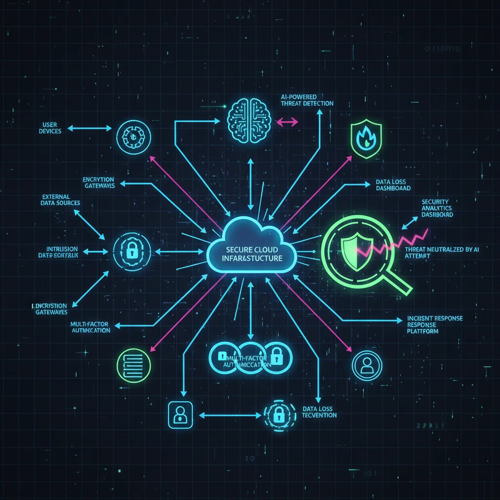 Advanced threat detection and prevention systems in action, securing a corporate network.