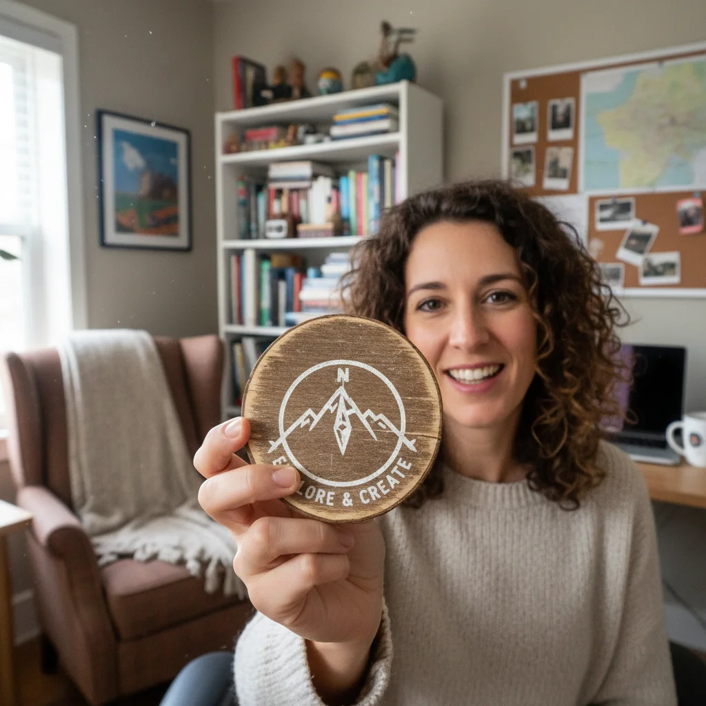 Content creator presenting a brand with genuine expression in home office