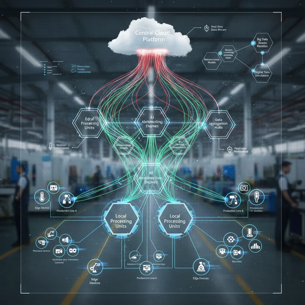 Edge AI data flow architecture in a factory setting