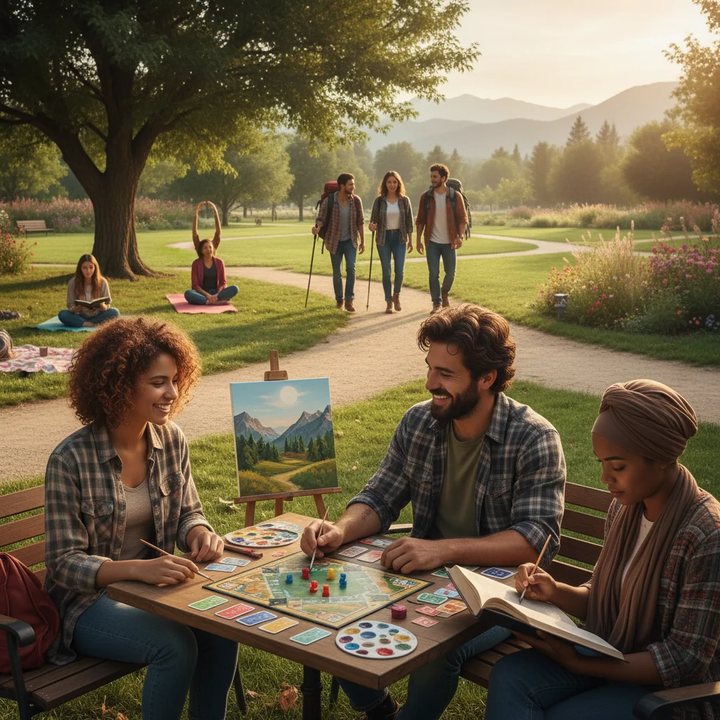 People enjoying diverse offline activities and hobbies.